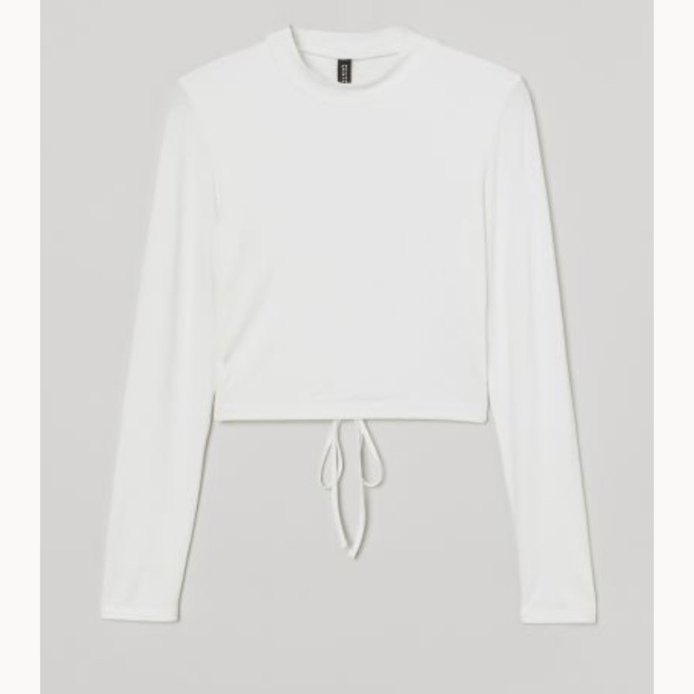 H and m open back long sleeve white top